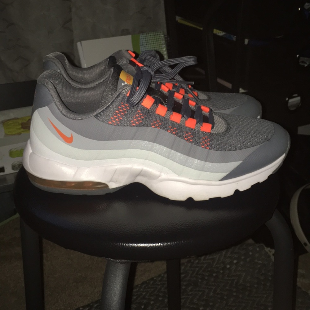 Gray and Neon Orange Nike Air Max